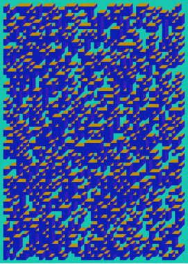 Edward Zajec 'in 1971' deki Il Cubo 'sunun uygulanması. Esasen 8 taştan oluşan bir Truchet fayans seti ve yerleştirme sanatı illüstrasyonu için kurallar