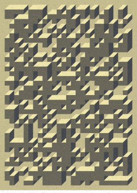 Edward Zajec 'in 1971' deki Il Cubo 'sunun uygulanması. Esasen 8 taştan oluşan bir Truchet fayans seti ve yerleştirme sanatı illüstrasyonu için kurallar