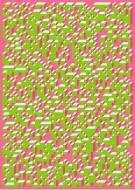 Edward Zajec 'in 1971' deki Il Cubo 'sunun uygulanması. Esasen 8 taştan oluşan bir Truchet fayans seti ve yerleştirme sanatı illüstrasyonu için kurallar