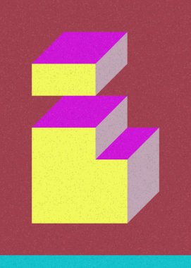 Edward Zajec 'in 1971' deki Il Cubo 'sunun uygulanması. Esasen 8 taştan oluşan bir Truchet fayans seti ve yerleştirme sanatı illüstrasyonu için kurallar