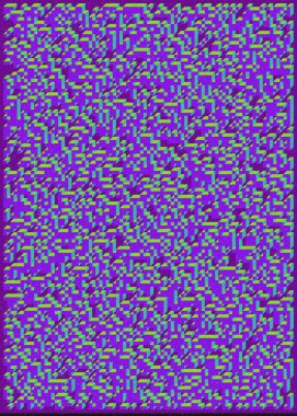 Edward Zajec 'in 1971' deki Il Cubo 'sunun uygulanması. Esasen 8 taştan oluşan bir Truchet fayans seti ve yerleştirme sanatı illüstrasyonu için kurallar