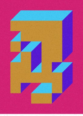 Edward Zajec 'in 1971' deki Il Cubo 'sunun uygulanması. Esasen 8 taştan oluşan bir Truchet fayans seti ve yerleştirme sanatı illüstrasyonu için kurallar