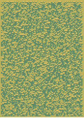 Edward Zajec 'in 1971' deki Il Cubo 'sunun uygulanması. Esasen 8 taştan oluşan bir Truchet fayans seti ve yerleştirme sanatı illüstrasyonu için kurallar