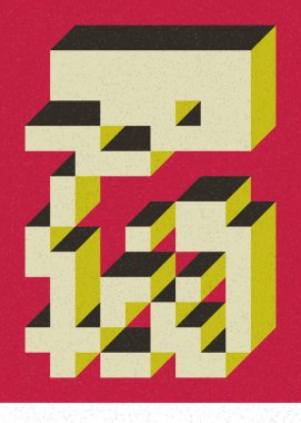 Edward Zajec 'in 1971' deki Il Cubo 'sunun uygulanması. Esasen 8 taştan oluşan bir Truchet fayans seti ve yerleştirme sanatı illüstrasyonu için kurallar