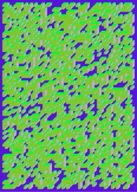 Edward Zajec 'in 1971' deki Il Cubo 'sunun uygulanması. Esasen 8 taştan oluşan bir Truchet fayans seti ve yerleştirme sanatı illüstrasyonu için kurallar