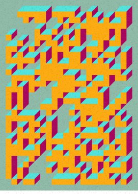 Edward Zajec 'in 1971' deki Il Cubo 'sunun uygulanması. Esasen 8 taştan oluşan bir Truchet fayans seti ve yerleştirme sanatı illüstrasyonu için kurallar