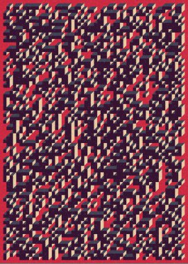 Edward Zajec 'in 1971' deki Il Cubo 'sunun uygulanması. Esasen 8 taştan oluşan bir Truchet fayans seti ve yerleştirme sanatı illüstrasyonu için kurallar