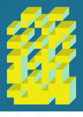 Edward Zajec 'in 1971' deki Il Cubo 'sunun uygulanması. Esasen 8 taştan oluşan bir Truchet fayans seti ve yerleştirme sanatı illüstrasyonu için kurallar