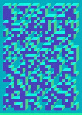 Edward Zajec 'in 1971' deki Il Cubo 'sunun uygulanması. Esasen 8 taştan oluşan bir Truchet fayans seti ve yerleştirme sanatı illüstrasyonu için kurallar