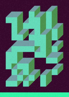 Edward Zajec 'in 1971' deki Il Cubo 'sunun uygulanması. Esasen 8 taştan oluşan bir Truchet fayans seti ve yerleştirme sanatı illüstrasyonu için kurallar