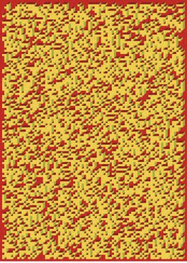 Edward Zajec 'in 1971' deki Il Cubo 'sunun uygulanması. Esasen 8 taştan oluşan bir Truchet fayans seti ve yerleştirme sanatı illüstrasyonu için kurallar