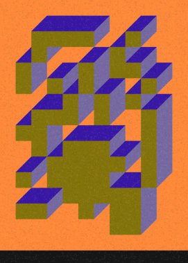 Edward Zajec 'in 1971' deki Il Cubo 'sunun uygulanması. Esasen 8 taştan oluşan bir Truchet fayans seti ve yerleştirme sanatı illüstrasyonu için kurallar