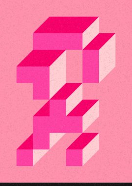 Edward Zajec 'in 1971' deki Il Cubo 'sunun uygulanması. Esasen 8 taştan oluşan bir Truchet fayans seti ve yerleştirme sanatı illüstrasyonu için kurallar