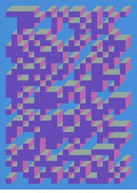 Edward Zajec 'in 1971' deki Il Cubo 'sunun uygulanması. Esasen 8 taştan oluşan bir Truchet fayans seti ve yerleştirme sanatı illüstrasyonu için kurallar