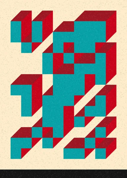 Edward Zajec 'in 1971' deki Il Cubo 'sunun uygulanması. Esasen 8 taştan oluşan bir Truchet fayans seti ve yerleştirme sanatı illüstrasyonu için kurallar