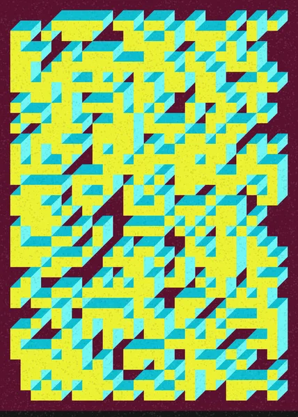 Edward Zajec 'in 1971' deki Il Cubo 'sunun uygulanması. Esasen 8 taştan oluşan bir Truchet fayans seti ve yerleştirme sanatı illüstrasyonu için kurallar