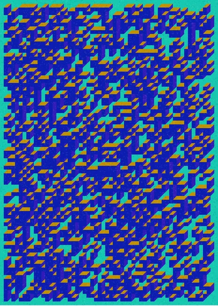 Edward Zajec 'in 1971' deki Il Cubo 'sunun uygulanması. Esasen 8 taştan oluşan bir Truchet fayans seti ve yerleştirme sanatı illüstrasyonu için kurallar