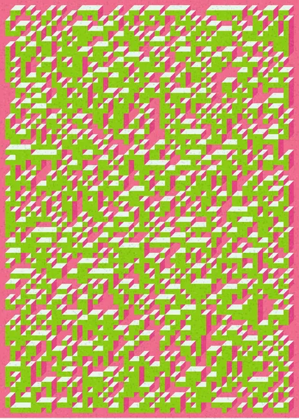 Edward Zajec 'in 1971' deki Il Cubo 'sunun uygulanması. Esasen 8 taştan oluşan bir Truchet fayans seti ve yerleştirme sanatı illüstrasyonu için kurallar