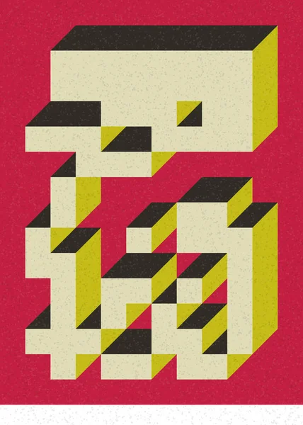 Edward Zajec 'in 1971' deki Il Cubo 'sunun uygulanması. Esasen 8 taştan oluşan bir Truchet fayans seti ve yerleştirme sanatı illüstrasyonu için kurallar