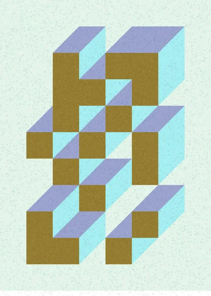 Edward Zajec 'in 1971' deki Il Cubo 'sunun uygulanması. Esasen 8 taştan oluşan bir Truchet fayans seti ve yerleştirme sanatı illüstrasyonu için kurallar