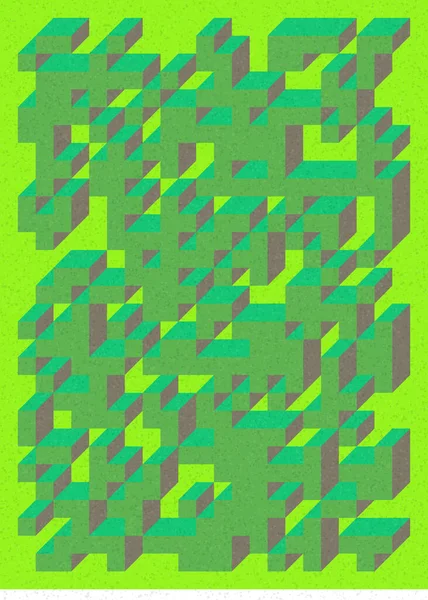 Edward Zajec 'in 1971' deki Il Cubo 'sunun uygulanması. Esasen 8 taştan oluşan bir Truchet fayans seti ve yerleştirme sanatı illüstrasyonu için kurallar