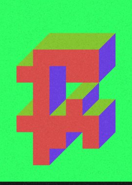 Edward Zajec 'in 1971' deki Il Cubo 'sunun uygulanması. Esasen 8 taştan oluşan bir Truchet fayans seti ve yerleştirme sanatı illüstrasyonu için kurallar