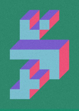 Edward Zajec 'in 1971' deki Il Cubo 'sunun uygulanması. Esasen 8 taştan oluşan bir Truchet fayans seti ve yerleştirme sanatı illüstrasyonu için kurallar