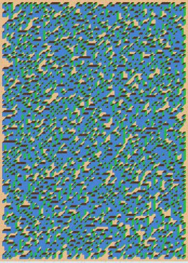 Edward Zajec 'in 1971' deki Il Cubo 'sunun uygulanması. Esasen 8 taştan oluşan bir Truchet fayans seti ve yerleştirme sanatı illüstrasyonu için kurallar