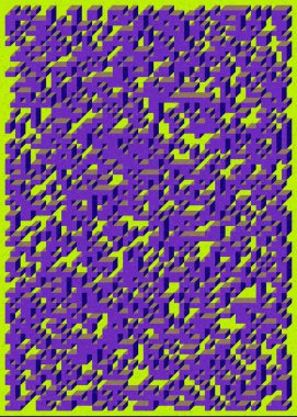 Edward Zajec 'in 1971' deki Il Cubo 'sunun uygulanması. Esasen 8 taştan oluşan bir Truchet fayans seti ve yerleştirme sanatı illüstrasyonu için kurallar