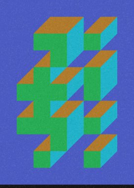 Edward Zajec 'in 1971' deki Il Cubo 'sunun uygulanması. Esasen 8 taştan oluşan bir Truchet fayans seti ve yerleştirme sanatı illüstrasyonu için kurallar