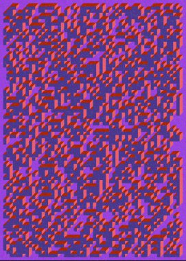 Edward Zajec 'in 1971' deki Il Cubo 'sunun uygulanması. Esasen 8 taştan oluşan bir Truchet fayans seti ve yerleştirme sanatı illüstrasyonu için kurallar