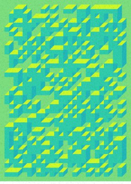 Edward Zajec 'in 1971' deki Il Cubo 'sunun uygulanması. Esasen 8 taştan oluşan bir Truchet fayans seti ve yerleştirme sanatı illüstrasyonu için kurallar