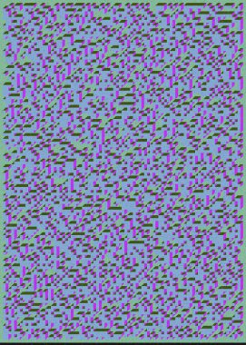 Edward Zajec 'in 1971' deki Il Cubo 'sunun uygulanması. Esasen 8 taştan oluşan bir Truchet fayans seti ve yerleştirme sanatı illüstrasyonu için kurallar