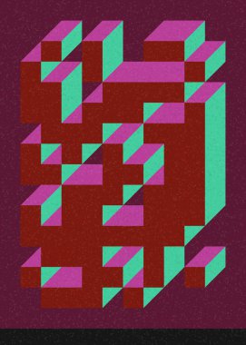 Edward Zajec 'in 1971' deki Il Cubo 'sunun uygulanması. Esasen 8 taştan oluşan bir Truchet fayans seti ve yerleştirme sanatı illüstrasyonu için kurallar