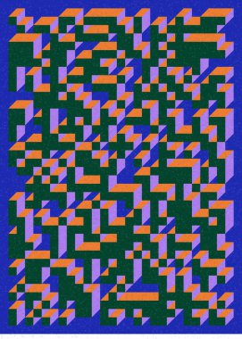 Edward Zajec 'in 1971' deki Il Cubo 'sunun uygulanması. Esasen 8 taştan oluşan bir Truchet fayans seti ve yerleştirme sanatı illüstrasyonu için kurallar