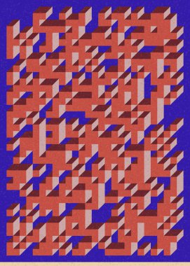 Edward Zajec 'in 1971' deki Il Cubo 'sunun uygulanması. Esasen 8 taştan oluşan bir Truchet fayans seti ve yerleştirme sanatı illüstrasyonu için kurallar