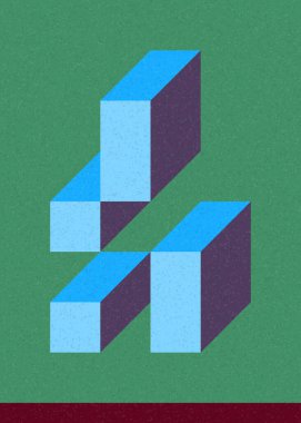 Edward Zajec 'in 1971' deki Il Cubo 'sunun uygulanması. Esasen 8 taştan oluşan bir Truchet fayans seti ve yerleştirme sanatı illüstrasyonu için kurallar