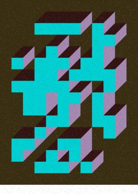 Edward Zajec 'in 1971' deki Il Cubo 'sunun uygulanması. Esasen 8 taştan oluşan bir Truchet fayans seti ve yerleştirme sanatı illüstrasyonu için kurallar