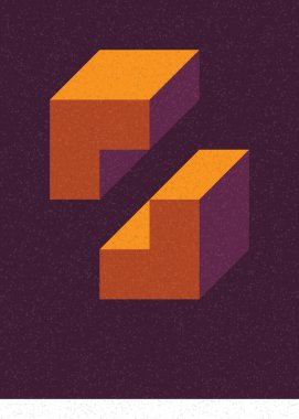 Edward Zajec 'in 1971' deki Il Cubo 'sunun uygulanması. Esasen 8 taştan oluşan bir Truchet fayans seti ve yerleştirme sanatı illüstrasyonu için kurallar