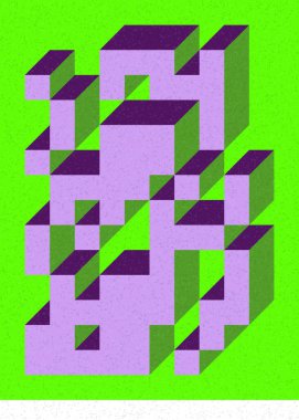 Edward Zajec 'in 1971' deki Il Cubo 'sunun uygulanması. Esasen 8 taştan oluşan bir Truchet fayans seti ve yerleştirme sanatı illüstrasyonu için kurallar