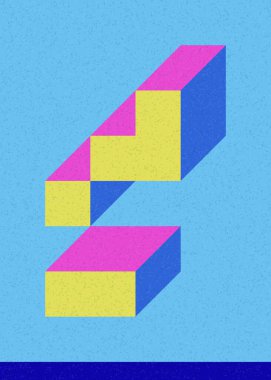 Edward Zajec 'in 1971' deki Il Cubo 'sunun uygulanması. Esasen 8 taştan oluşan bir Truchet fayans seti ve yerleştirme sanatı illüstrasyonu için kurallar