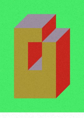 Edward Zajec 'in 1971' deki Il Cubo 'sunun uygulanması. Esasen 8 taştan oluşan bir Truchet fayans seti ve yerleştirme sanatı illüstrasyonu için kurallar