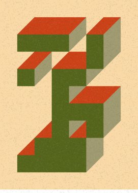 Edward Zajec 'in 1971' deki Il Cubo 'sunun uygulanması. Esasen 8 taştan oluşan bir Truchet fayans seti ve yerleştirme sanatı illüstrasyonu için kurallar