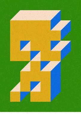 Edward Zajec 'in 1971' deki Il Cubo 'sunun uygulanması. Esasen 8 taştan oluşan bir Truchet fayans seti ve yerleştirme sanatı illüstrasyonu için kurallar