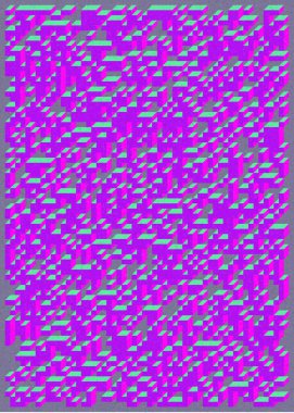 Edward Zajec 'in 1971' deki Il Cubo 'sunun uygulanması. Esasen 8 taştan oluşan bir Truchet fayans seti ve yerleştirme sanatı illüstrasyonu için kurallar