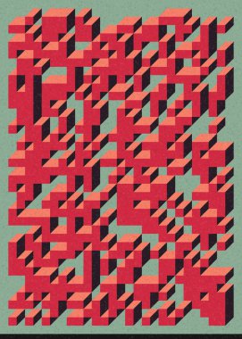 Edward Zajec 'in 1971' deki Il Cubo 'sunun uygulanması. Esasen 8 taştan oluşan bir Truchet fayans seti ve yerleştirme sanatı illüstrasyonu için kurallar