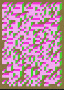 Edward Zajec 'in 1971' deki Il Cubo 'sunun uygulanması. Esasen 8 taştan oluşan bir Truchet fayans seti ve yerleştirme sanatı illüstrasyonu için kurallar