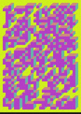 Edward Zajec 'in 1971' deki Il Cubo 'sunun uygulanması. Esasen 8 taştan oluşan bir Truchet fayans seti ve yerleştirme sanatı illüstrasyonu için kurallar