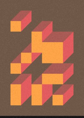 Edward Zajec 'in 1971' deki Il Cubo 'sunun uygulanması. Esasen 8 taştan oluşan bir Truchet fayans seti ve yerleştirme sanatı illüstrasyonu için kurallar