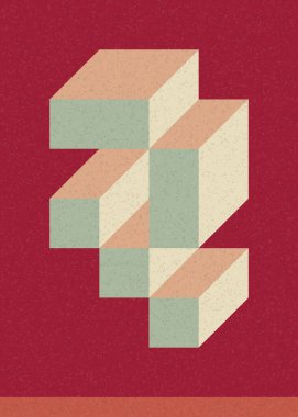 Edward Zajec 'in 1971' deki Il Cubo 'sunun uygulanması. Esasen 8 taştan oluşan bir Truchet fayans seti ve yerleştirme sanatı illüstrasyonu için kurallar